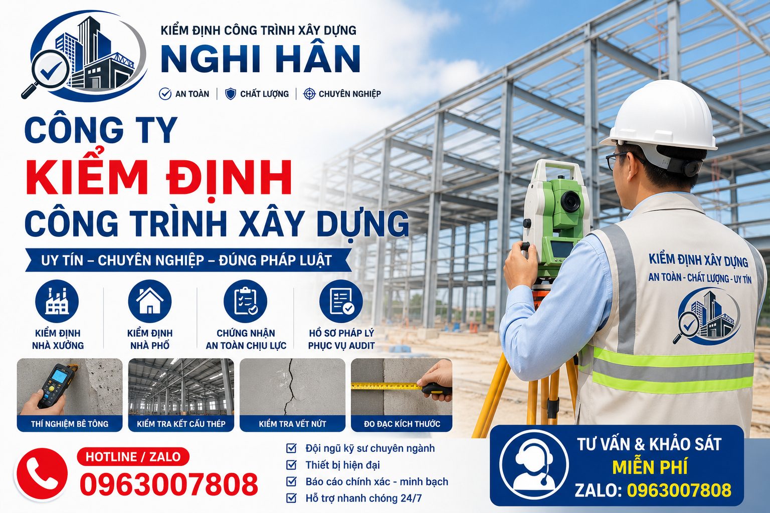 công ty kiểm định công trình xây dựng kiểm tra an toàn chịu lực nhà xưởng