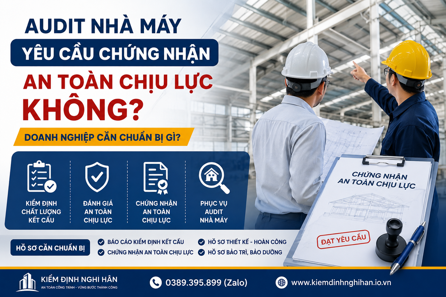 Audit nhà máy yêu cầu chứng nhận an toàn chịu lực nhà xưởng phục vụ đánh giá khách hàng FDI