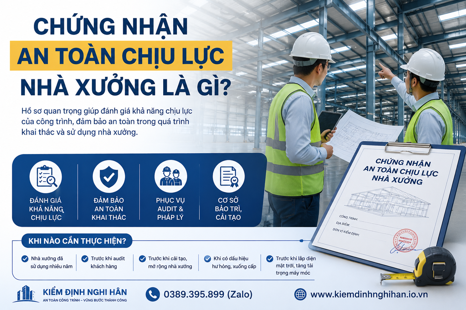 Chứng nhận an toàn chịu lực nhà xưởng đánh giá khả năng chịu lực và an toàn kết cấu công trình