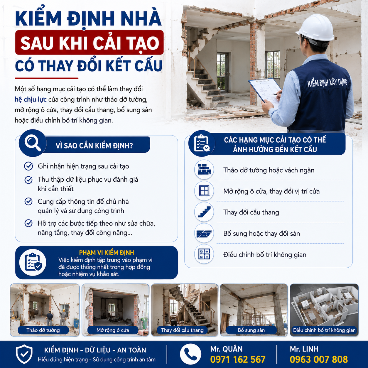Kiểm định nhà sau khi cải tạo có thay đổi kết cấu
