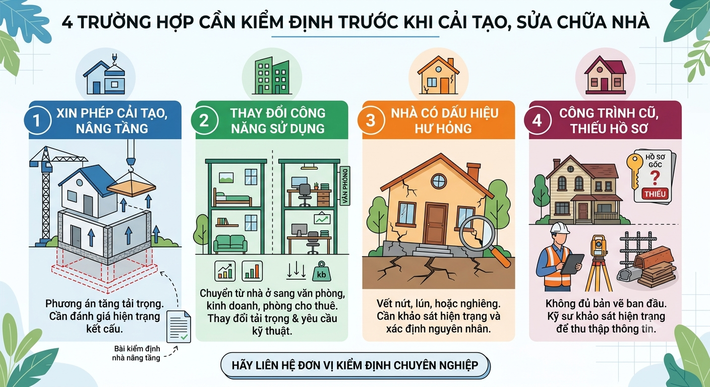 Những trường hợp thường được xem xét kiểm định trước khi xin phép
