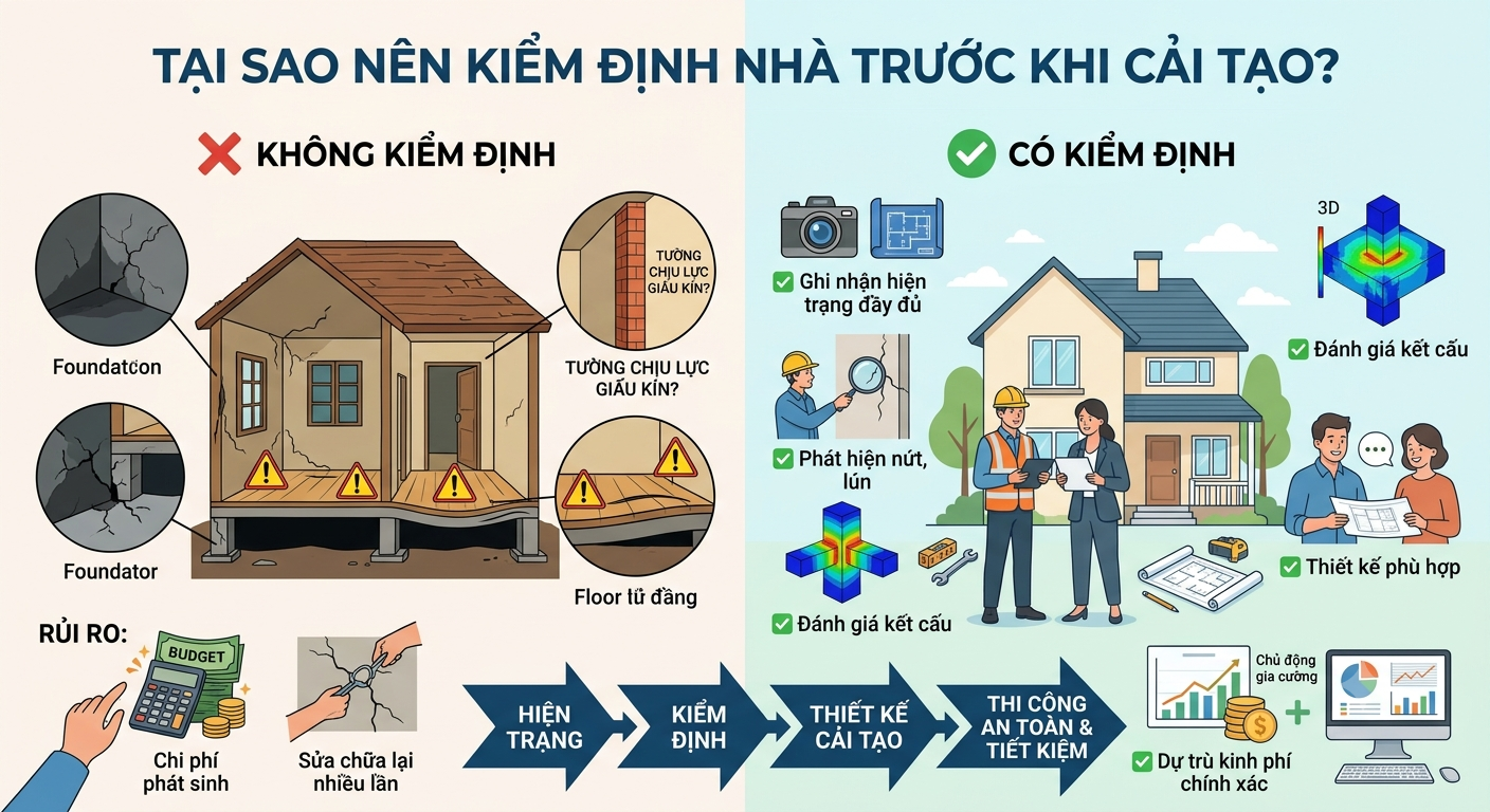 Vì sao nên kiểm định nhà trước khi cải tạo?
